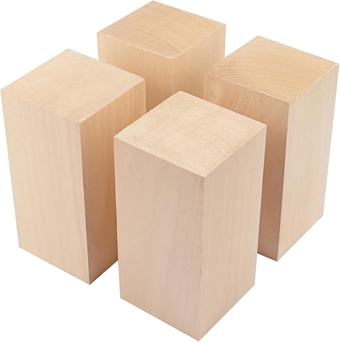6 Pack Basswood Carving Blocks, 6x3x3 Inches Basswood Blocks for Beginner to Advanced Carvers, Ideal for DIY Projects and Gifts, Soft and Smooth, Easy Whittling and Carving,by GNIEMCKIN