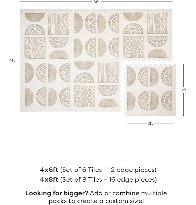 House of Noa Baby Play Mat – 4x8 Pebble Ada – Set of 8 Tiles – Cushioned EVA Foam Play Mat for Floor, Soft Interlocking Baby Crawling Mats for Hard Floors
