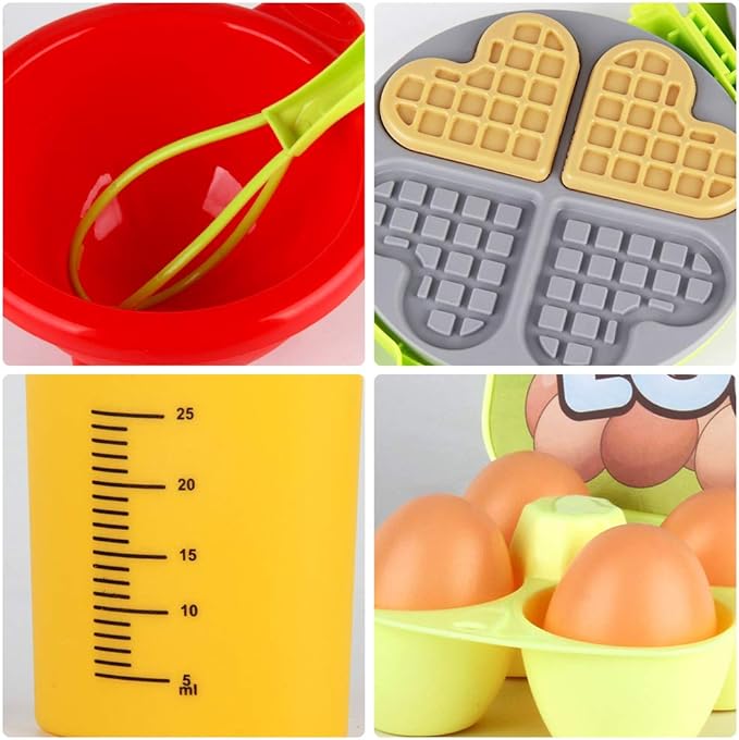 27 Pack Waffle Play Food Toys for Toddlers ,Kitchen Sets for Kids,New Sprouts Waffle Time Variety Toys Gift for Kid Children ,Early Educational Learning Game for Age 3 4 5 6 7 8 Boys Girls