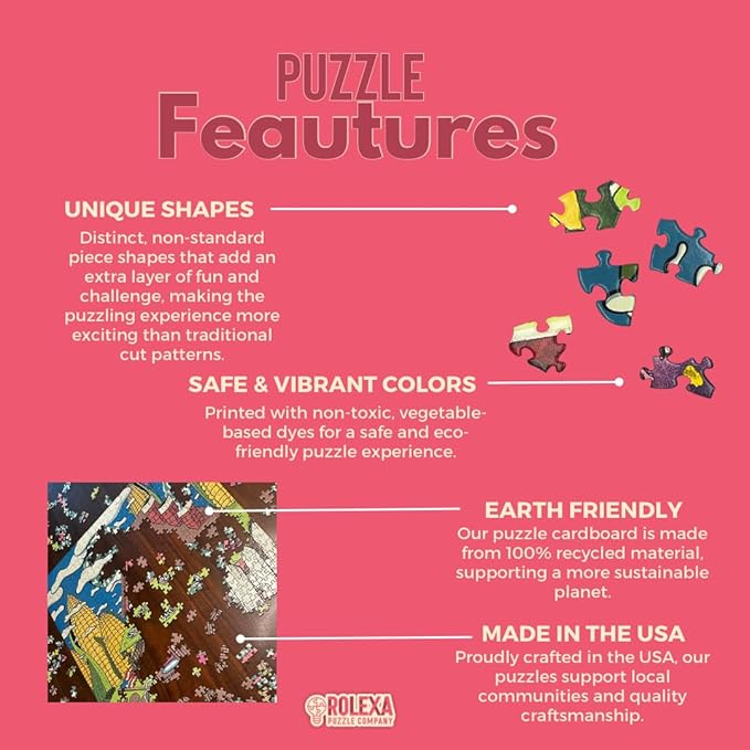 Cats, Eyes, & Mushrooms 1000 Piece Jigsaw Puzzle from Rolexa Puzzle Company