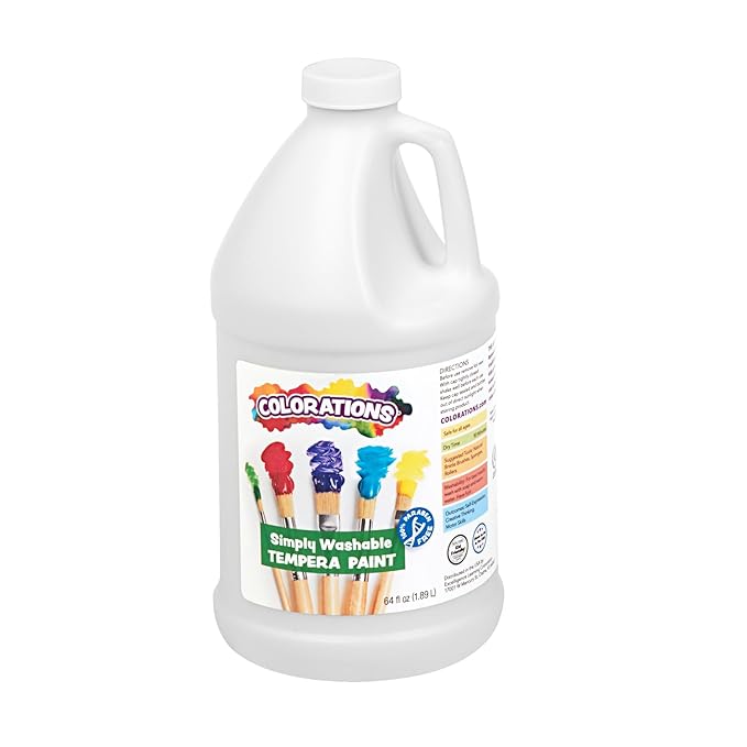 Colorations Paraben-Free Simply Washable Tempera Paint for Kids - 1/2 Gallon Value Size, Vibrant White. Non-Toxic and Made in The USA