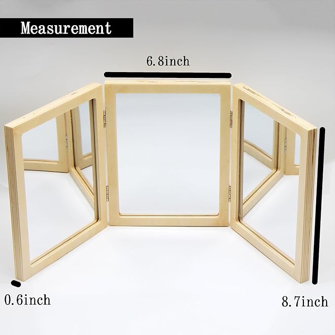 Montessori & Reggio Inspired Children Mirror, Preschool Classroom Essential, 3 Panels, 3-in-1 Folding, Small Mirror for Light Table Explore