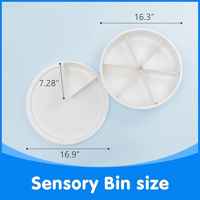 Round Sensory Bin with Lid and Removable Storage Inserts, Large Sensory Tray for Kids, Perfect Play Tray for Toddlers & Educational Activities