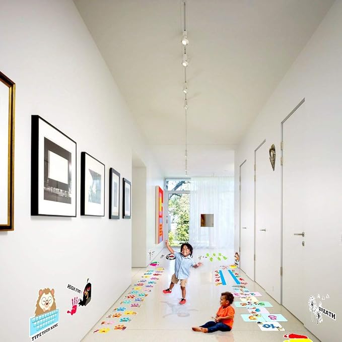 Classroom Decor Sensory Path Decals for Floor & Wall - Dynamic Funny Squat, High Five, Push Wall Hopscotch Floor Stickers for Boosting Gross Motor Skills
