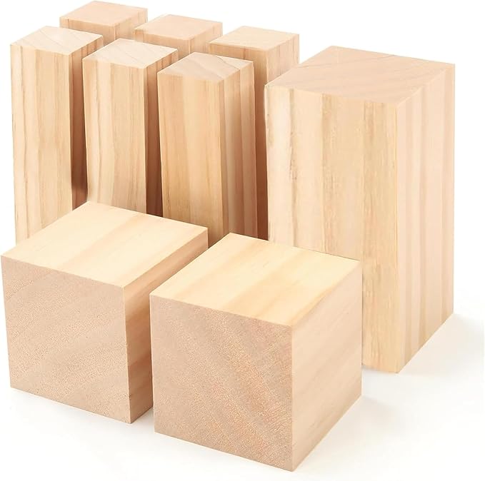 9Pcs Basswood Carving Blocks, 3 Sizes Whittling Wood Basswood Blocks Kit for Wood Carving for Beginners Kids and Adults 6*(1x1x4) in,2*(2x2x2) in,1*(2x2x4) in