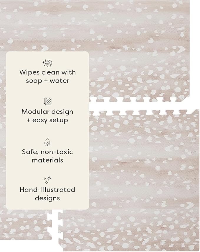 House of Noa Baby Play Mat – 4x8 Fawn Brown – Set of 8 Tiles – Cushioned EVA Foam Play Mat for Floor, Soft Interlocking Baby Crawling Mats for Hard Floors