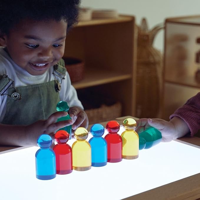 Kaplan Early Learning Light and Color People Set - 8 Pieces, Translucent Manipulatives, Block Play Figures, Light Table Accessories for Toddlers Ages 18+ Months