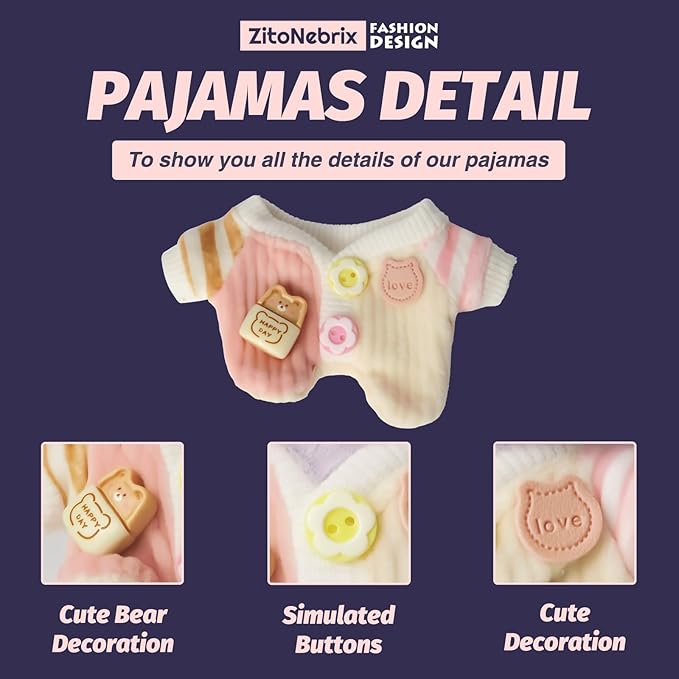 15cm Dolls Clothes, Cute Chic Series for 15cm Dolls(NO Doll), 4 Piece Doll Outfit with Accessories-Pink Baby Rompers + Rabbit hat + Small Water Bottle + Transparent Glasses