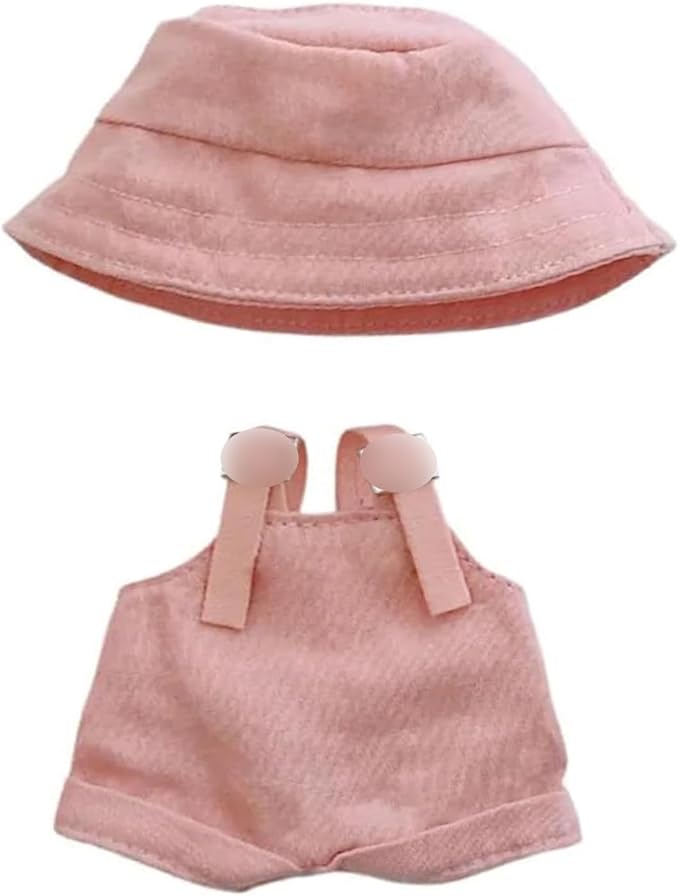 17cm Clothes Set(NO Doll),Hat & Overalls Set for 17cm Accessories Suit,Stylish Adorable Dolls Clothes Accessories,Cute Clothes for Dress up Unique Style (Style D)