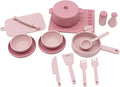 Play Kitchen Accessories, Silicone Pretend Play Kitchen Toys Set, Play Kitchen Pots and Pans Set for Kids, Learning Education Cooking Toys for Girls(Pink)