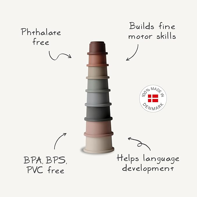 mushie Stacking Cups Toy 8pcs | Made in Denmark (Petal)