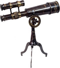 Vintage Brass Telescope on Tripod Stand DF Lens Antique Telescope Royal Spyglass Nautical Beautiful On Brass Tripod Stand (Black Antique)