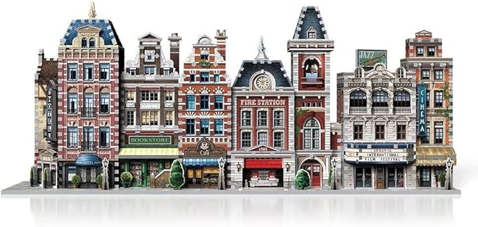 Wrebbit3D Fire Station 3D Puzzle | Urbania Collection | 285 Jigsaw Puzzle Pieces | Charming and Unique Streetscape of a Small Town