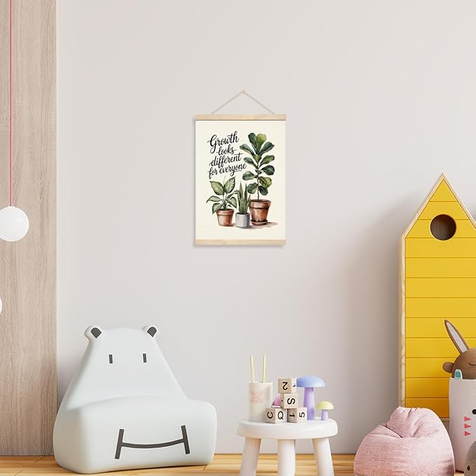 Growth Mindset Banner - Growth Looks Different for Everyone, Mental Health Wall Art, Potted Plant Wall Hanging Banner Flag for Classroom Therapy Office School Counseling