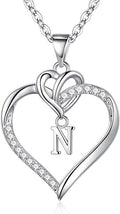 STORUP Heart Initial Necklaces for Women Girls, 14K Gold Plated Cubic Zirconia Heart Initial A-Z Pendant Necklace Dainty Heart Necklaces for Women Teen Girl Jewelry Birthday Gifts