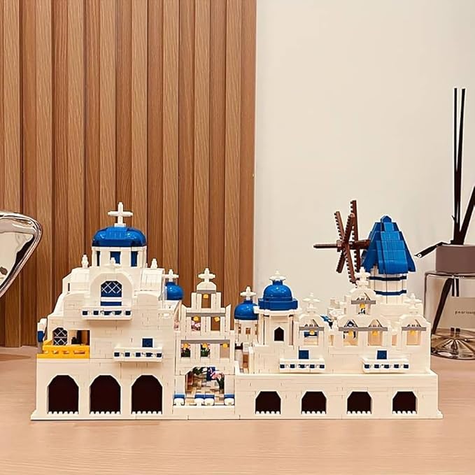 Santorini Greece Micro Brick Building Set (4310 Pieces) – Landmark Model Educational Toy Gift for Kids and Adults