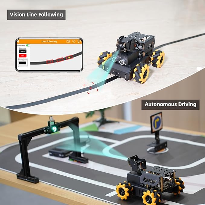 TurboPi Robot Car for Raspberry Pi AI Vision Camera Programmable Smart Robot Car Kit, Color Sorting Line Tracking Target Recognition Obstacle Avoidance, Support Python Linux, with RaspberryPi 5 4GB