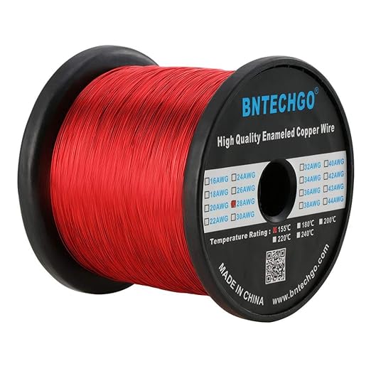 BNTECHGO 28 AWG Magnet Wire - Enameled Copper Wire - Enameled Magnet Winding Wire - 5 lb - 0.0122" Diameter 1 Spool Coil Red Temperature Rating 155℃ Widely Used for Transformers Inductors