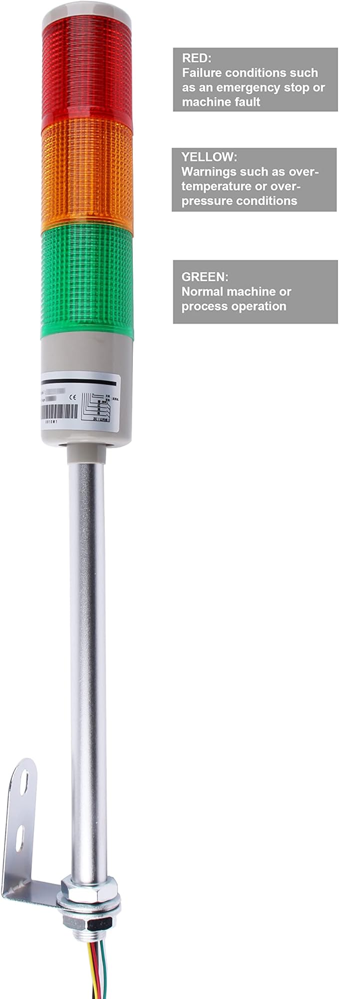 Tower Stack Lights, Industrial Warning Signal Lights Tower Lamps Column, Factory Workshop Safety RGB Signal Indicator, LED Andon Lights (12V, 3 Layers, Without Sound)