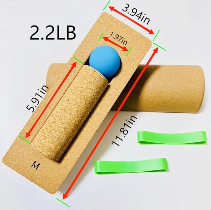 Balance Board - Non-Slip Natural Cork Rocker for Plantar Fasciitis Relief & Ankle Strengthening | Portable Trainer for Seniors, Athletes & Yoga Enthusiasts (Home Gym Equipment)