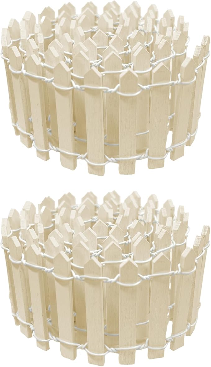 35 Inches Mini Fairy Garden Fence DIY Small Wood Decorative Picket Fence Micro Landscape Miniature Ornaments for Dollhouse, Crafts, Diorama Project, Plant Pot (Nature Wood(2 PCS))