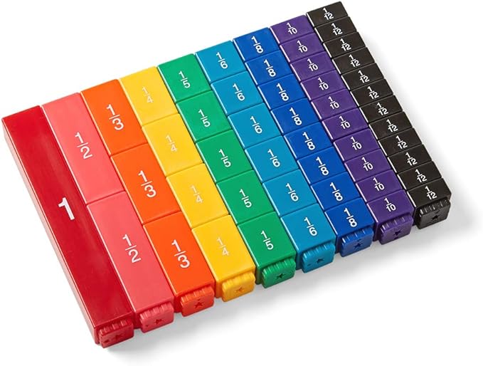 hand2mind Plastic Rainbow Fraction Tiles and Fraction Tower Cubes Montessori Math Materials