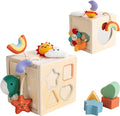 Pull String Activity Toy, Montessori Toys for Babies 6-12 Months, Wooden Activity Cube Baby Sensory Toys for 1 Year Old Boy Girl, Early Learning Baby Infant Toy 6 to 12 Months