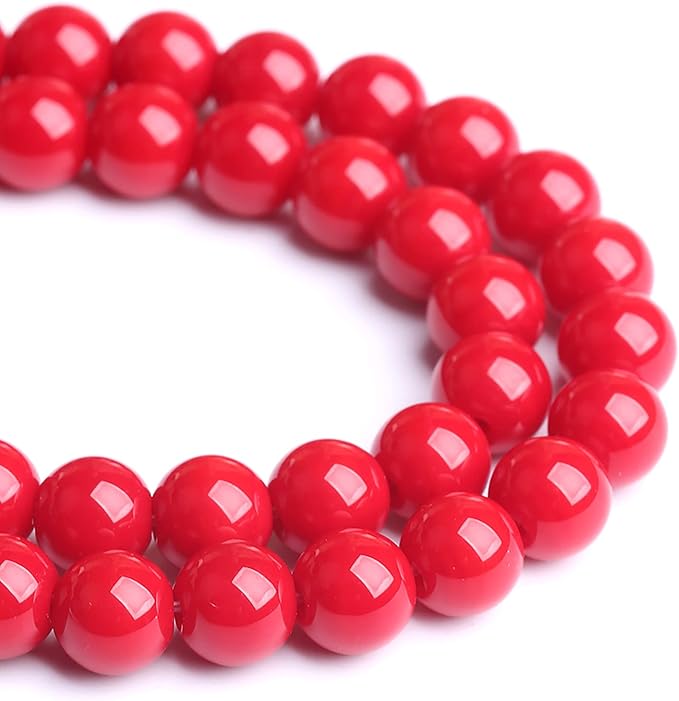 90PCS 8MM Red Glass Round Spacer Loose Beads for Jewelry Making DIY Bracelet Necklace