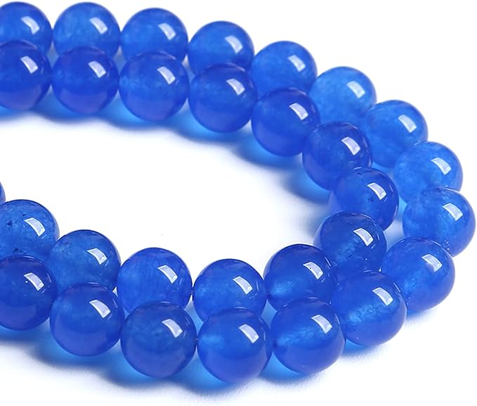 120PCS 6MM Deep Blue Chalcedony Natural Stone Loose Beads for Jewelry Making DIY Bracelet