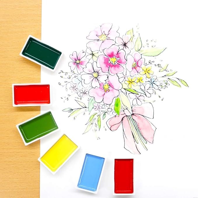 Kuretake GANSAI TAMBI Watercolor paint set 48 Colors, Professional-quality art supplies for artist, drawing, sketch, Non-Toxic, Made in Japan