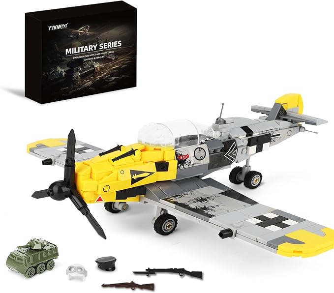 YYKNGYI BF-109 Fighter Jet Plane Jet Building Set - Compatible with LEG0 7 Year Old boy, Military Airplanes Model, WW2 Military Gift for Boys 8-12 (493psc)