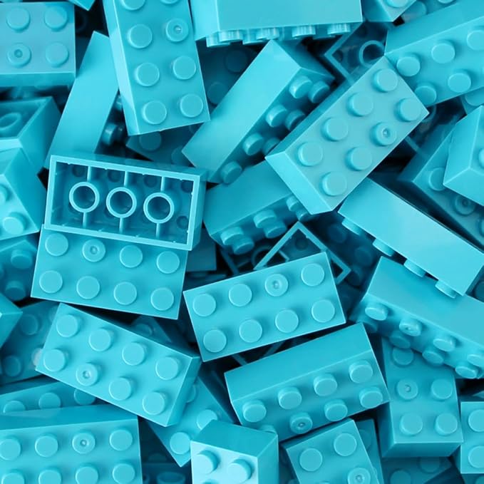 Feleph 2x4 Bricks Medium Azure 320 Pieces Parts Classic Building kit Creative Play Set Basic Blocks Toy Accessories Compatible with 3001 Major Brands