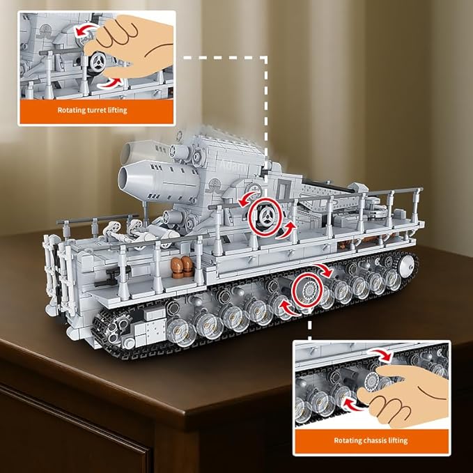 DUANT FC4303 1: 26 Karl Heavy Mortar Building Blocks Set, 2875 Pieces WW2 German Army Karl Mortar Vehicles Model, MOC Collectible Kit for Adults/Military Enthusiasts