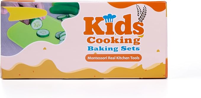 52 PCS Kids Cooking Sets, Montessori Pretend Play Kitchen Toys for Real Cooking Baking, Toddler Knife Set with Chef Hat & Apron, Kids Baking Set for Boys Girls Christmas Birthday Gift