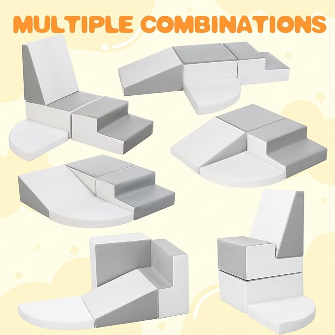 Sumbababy Climbing Foam Blocks for Toddlers: Waterproof Pu Leather Soft Climber - 4 Pcs Toddler Indoor Climbing Toys - Kids Outdoor Playground Playset Best Gift Preschool Daycare Supplies