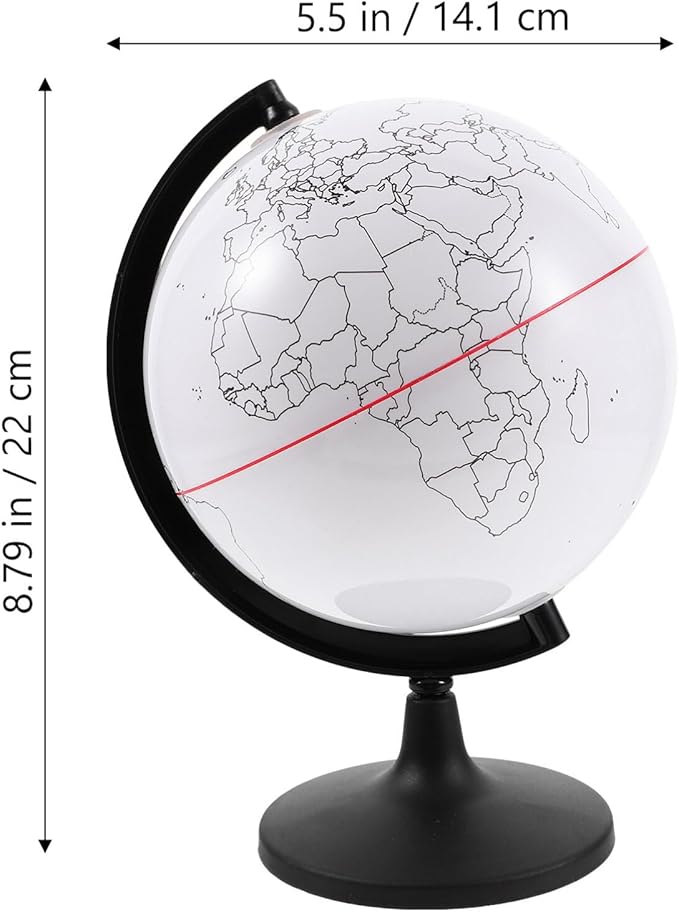 Operitacx Blank Geographic Globes with Stand, Paintable World Map Globes for Geographical Teacher Classroom Desktop Decor