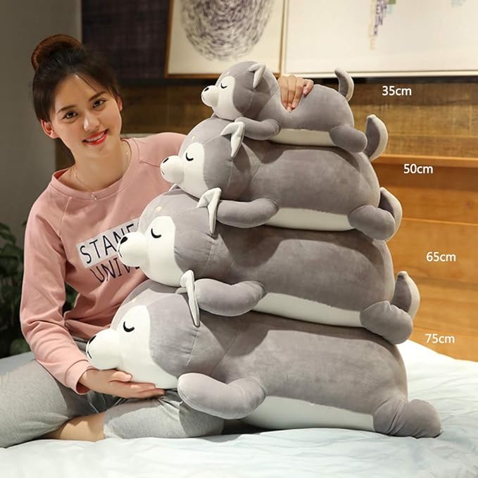 Husky Plush Pillow,Huskie Stuffed Animal Toy Puppy Throw Pillow for Kids,Valentine's Day,Christmas (19.6inch)