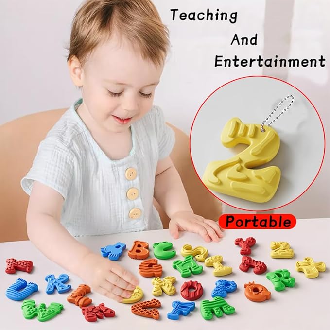 26pcs A-Z Various Letter Fidget Toys Sensory Stone for Kids，Textured Soft Worry Stone for Autism Kids Calming - Fidget Stress Toys for Students Anxiety Relief - Small Prizes Fidget Toys