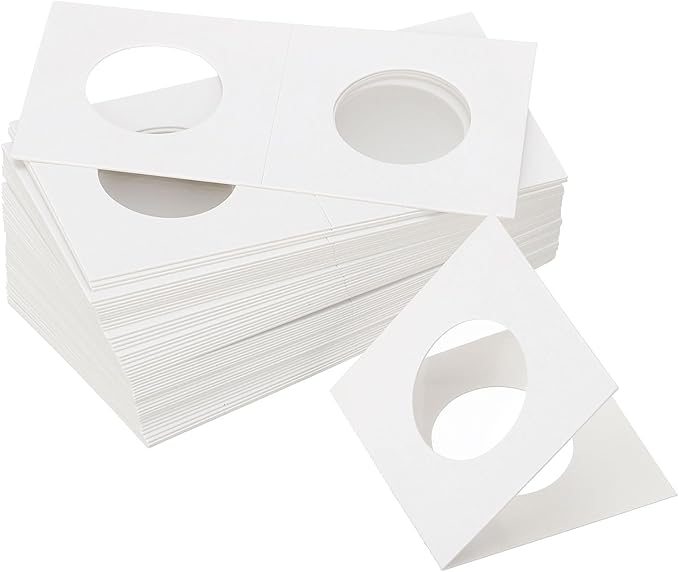 PATIKIL 2x2 Coin Flips, 350 Pack 27.5mm Cardboard Coin Holder Paper Coin Holders for Coin Collection Supplies Collector, White