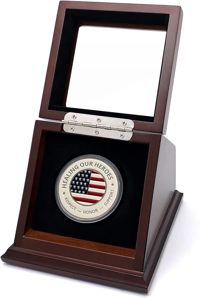 Challenge Coin Display Case Walnut Color 1.5-1.75 Inch 38-44.5 mm Coin Holder 1 Slot