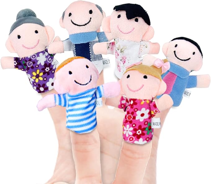 Sealive 6 PCS Family Finger Puppets for Toddlers 1-3 - Interactive Educational Animal Finger Puppets for Storytime, Playtime, and Learning - Safe, Soft Plush