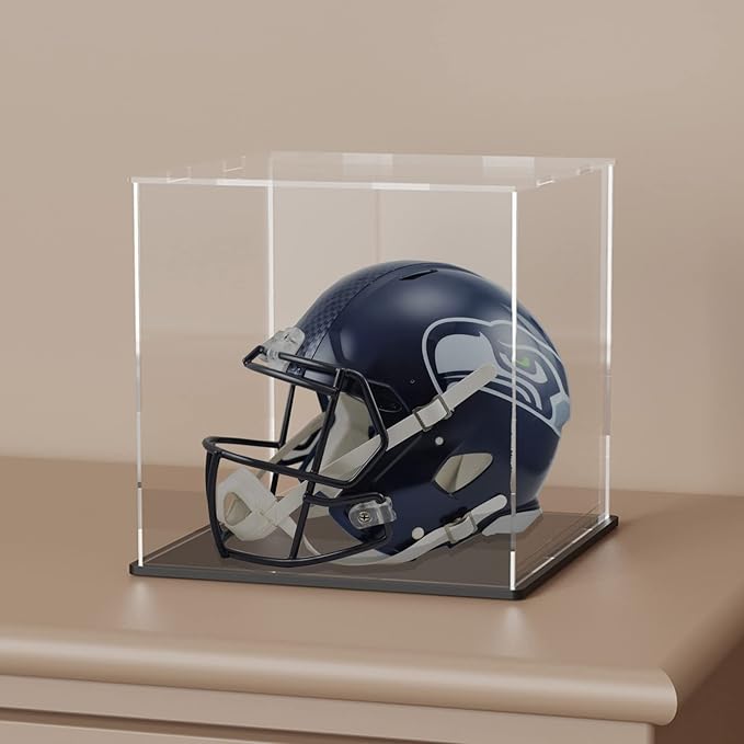 Acrylic Display Case, 11x11x11 Inch Cube Acrylic Boxes for Display, Clear Display Cases with Matte Black Base and Lid for Collectibles and Figures