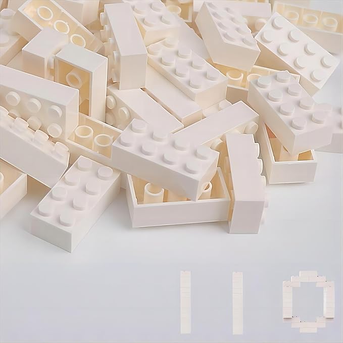 Classic Building Bricks 2x4, Compatible with Lego Parts and Pieces 3001, 110 Piece Bulk Building Block, Creative Building Block for Age 6+ Boys Girls and Bulk Enthusiast (White)