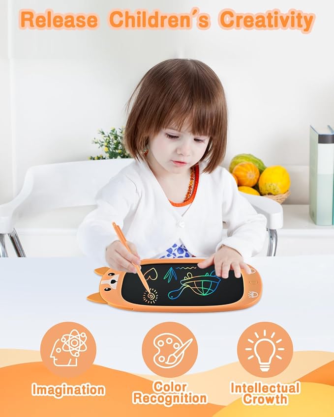 Toddler Kids Toys Gifts - 10 Inch LCD Writing Tablet Doodle Board, Colorful Drawing Tablet Pad, Kids Games Christmas Birthday Dogs Toys for 3 4 5 6 7 Years Old Girls Boys(Yellow)
