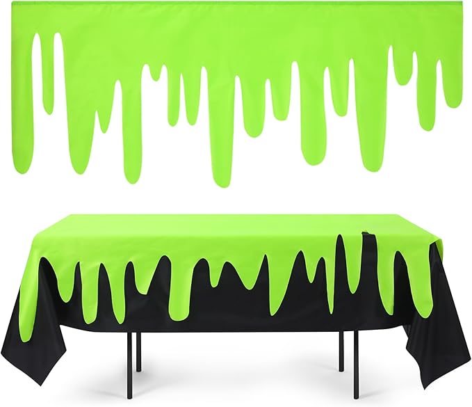 Oudain 3 Pieces Ghost Themed Tablecloths Waterproof Halloween Rectangle Table Cover Disposable for Boy Birthday Party Baby Showers Supplies Black and Green Table Cloth for Halloween Decoration