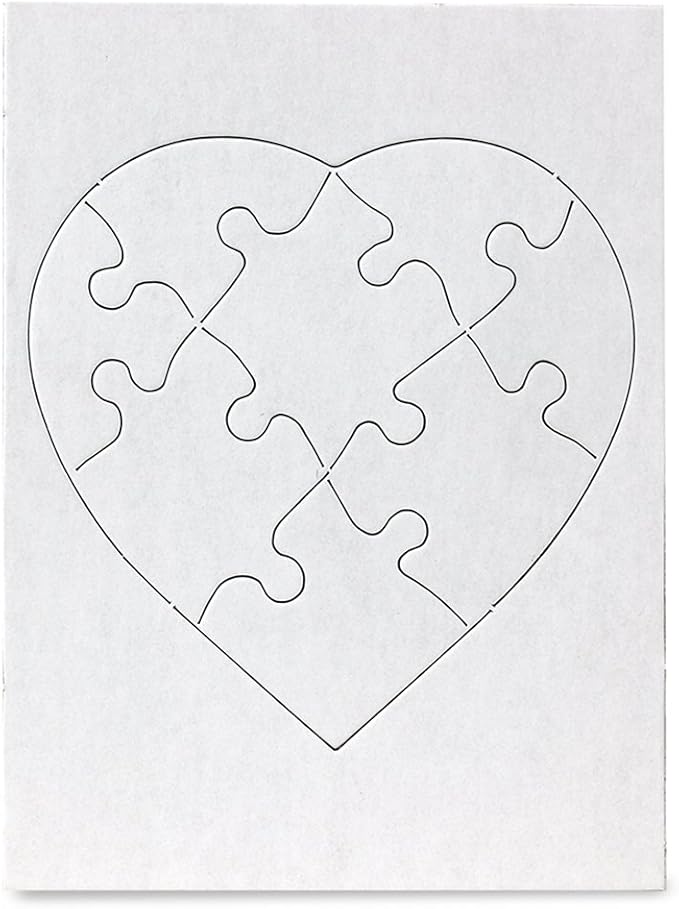 Hygloss 24 Blank Heart Puzzles – 6 x 8 Inches – Ideal for Valentine’s Day Crafts – Write, Draw, and Decorate – 8 Pieces Each