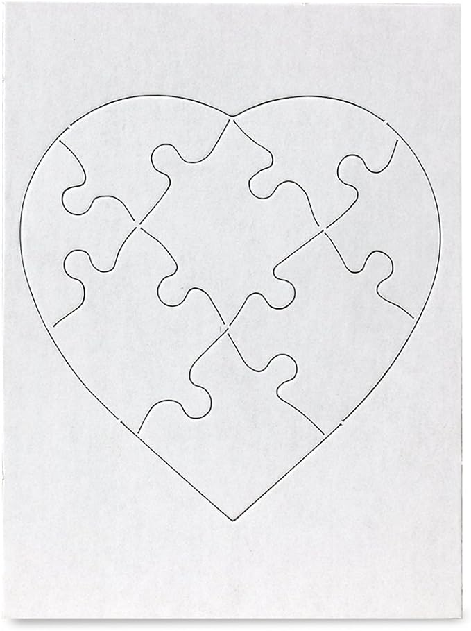 Hygloss 8 Blank Heart Puzzles with Envelopes – 6 x 8 Inches – Ideal for Valentine’s Day Crafts – Write, Draw, and Decorate – 8 Pieces Each