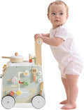 ROBUD Wooden Baby Push Walker, Learning Walking Toys, Adjustable Height Baby Walker with Decelerator, Montessori Toys for Baby 10 Months+, WRP24