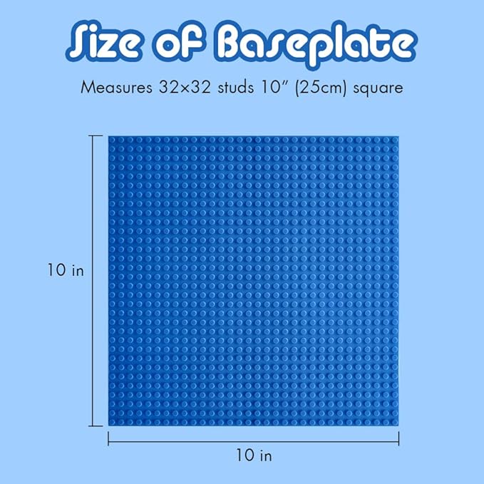 Lekebaby 8 Pack Classic Baseplates Building Base for Building Bricks, 10" x 10" Building Boards - 100% Compatible with Major Brands, Green/Grey/Blue/White