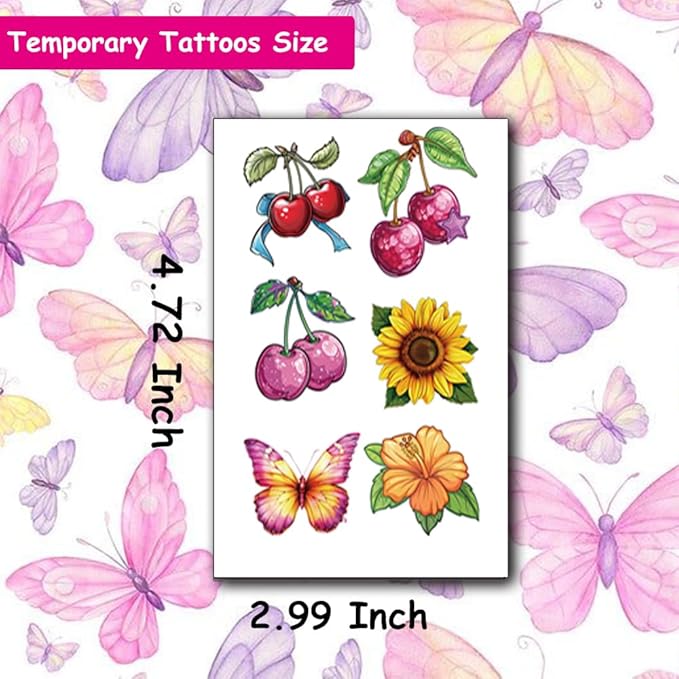 Glitter Temporary Tattoos for Girls 10 Sheets Glitter Flowers Bird Butterfly Heart Temporary Tattoos for Girls Kids Birthday Party Supplies Gifts Decoration